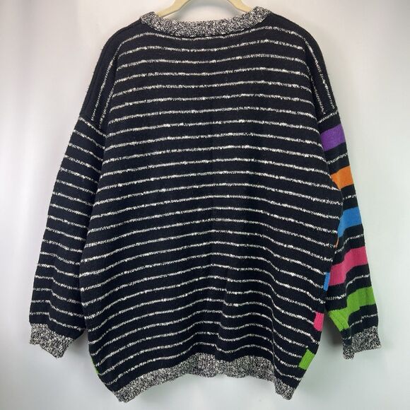 Vintage Esprit Sport Striped Rainbow Sweater Size Medium 80s 90s Knit - Picture 4 of 5